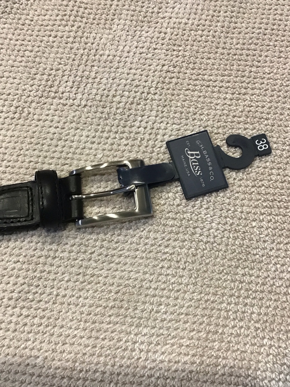 Bass Black Leather Men's Belt